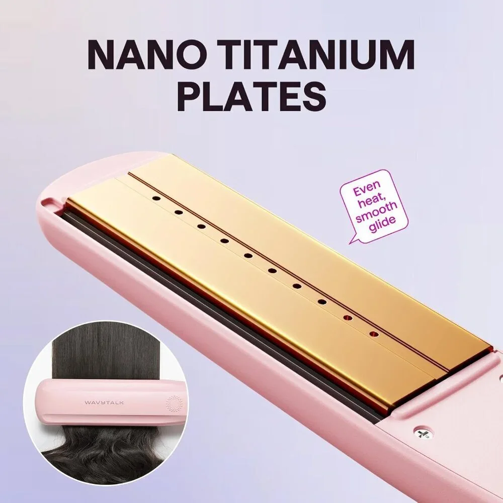 Steam Hair Straightener Titanium Flat Iron with Detachable Comb Pink - Picture 5 of 7
